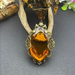 Czech glass antique filigree necklace A22🔥